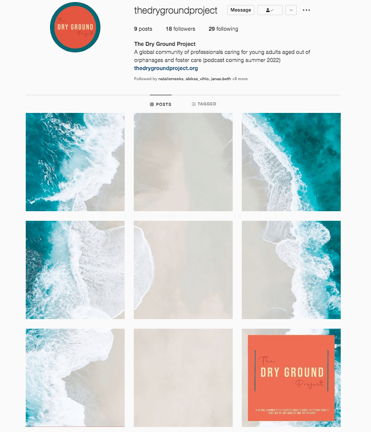 A screenshot of The Dry Ground Project's Instagram account