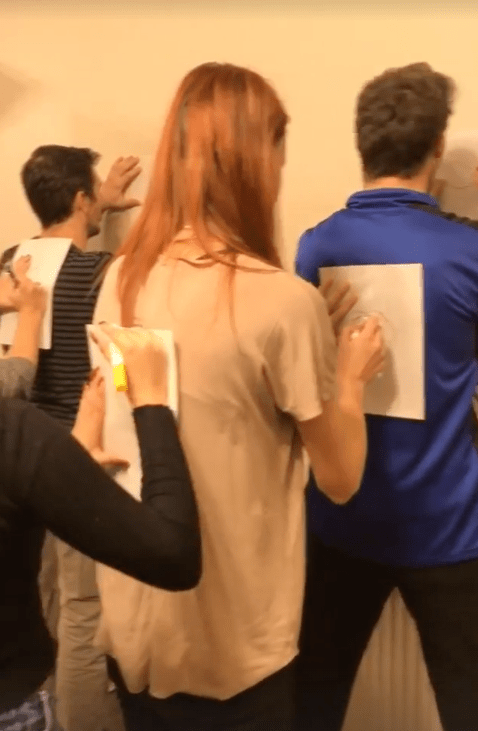 Back drawing in teams of three